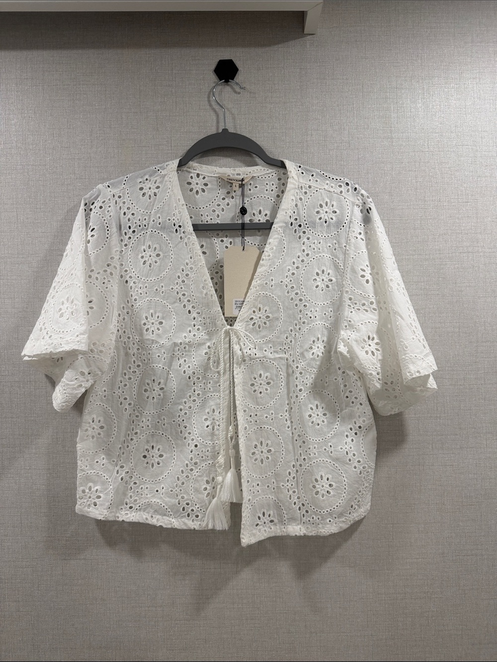 Chevignon White Eyelet Tie-Front Women's Top